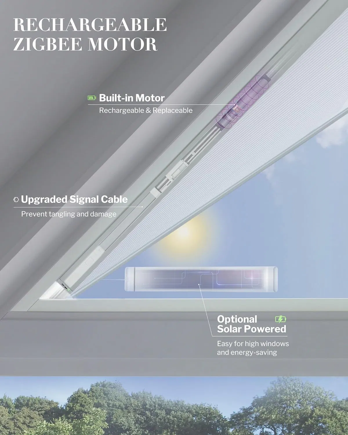 Triangle Honeycomb Blinds Smart Angled Blinds Compatible with Solar Powered