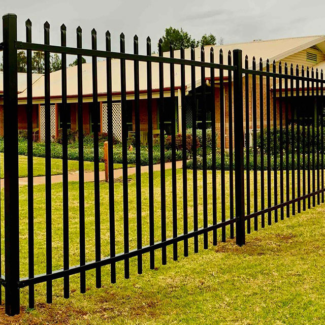 Galvanised Steel Powder Coated Black Crimped Spear Top Security Picket Fence Panel