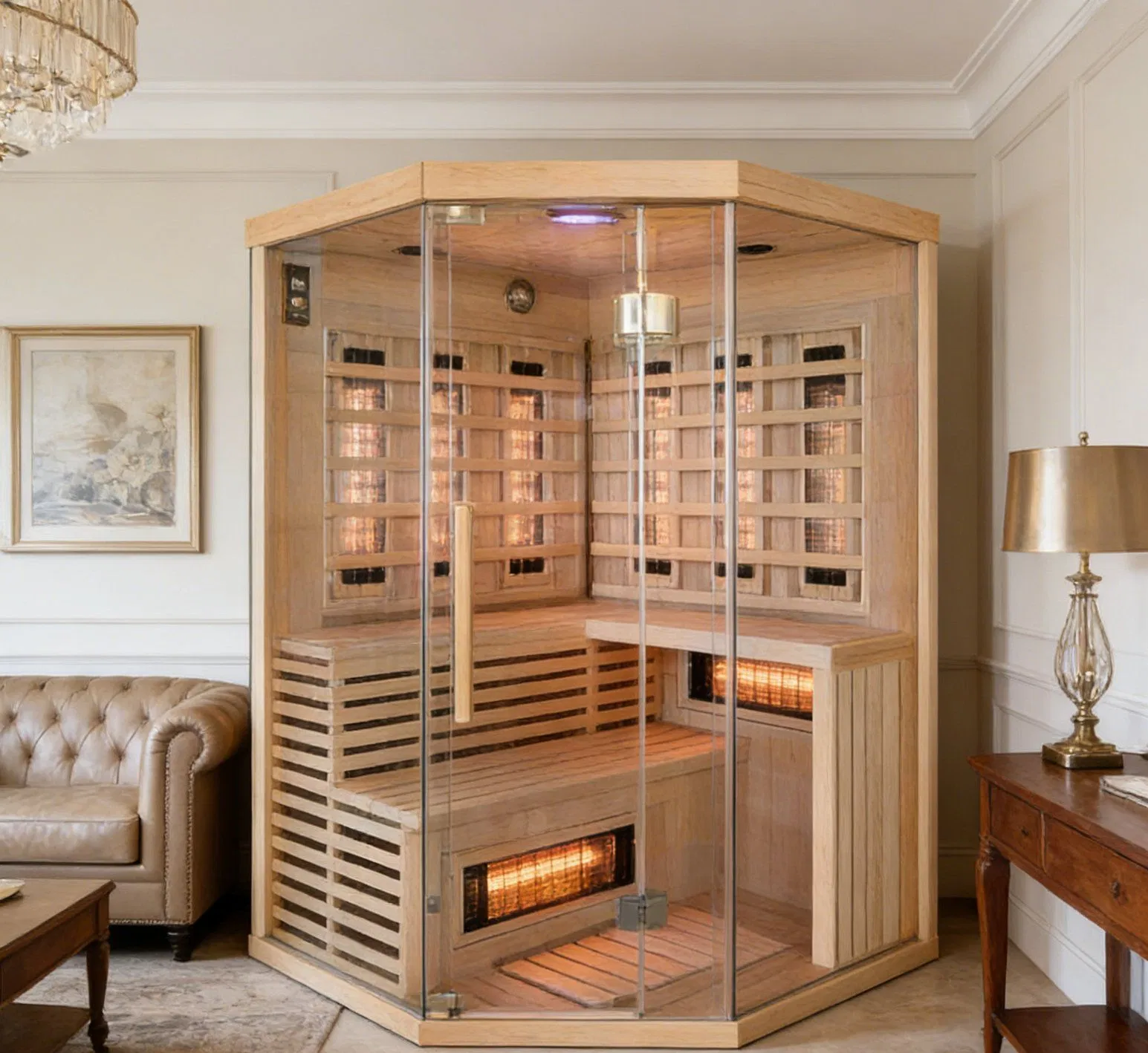 Панорамная инфракрасная сауна с карбоновым обогревателем