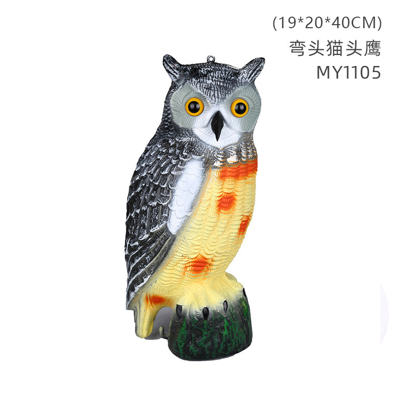 Fake Owl Decoys to Scare Birds Away Rotating Head Plastic Owl Scarecrows
