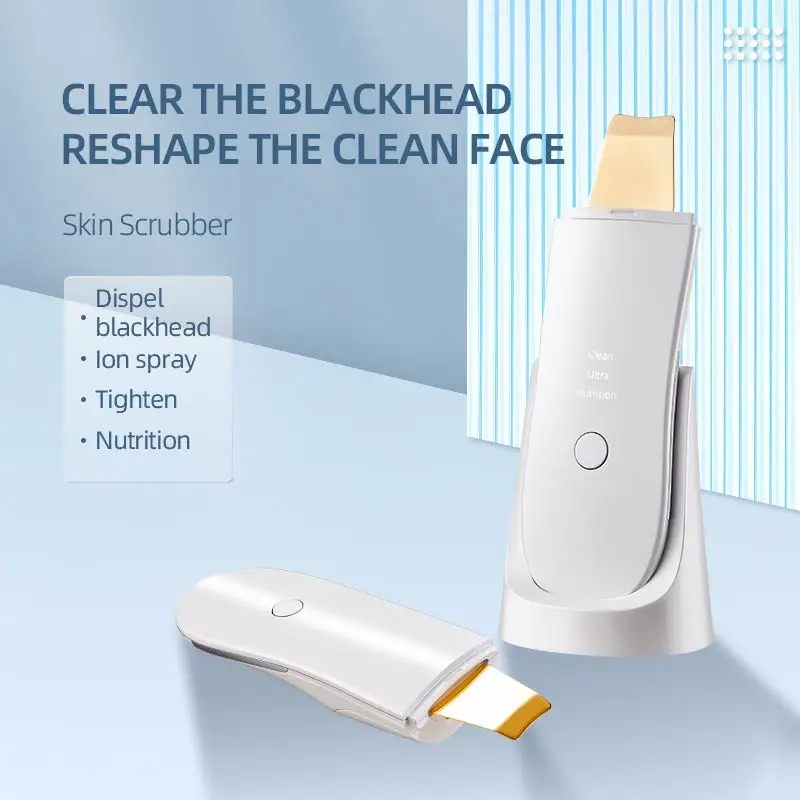 USB Rechargeable Wireless High Frequency Vibration Ultrasonic Skin Scrubber Deep Cleansing Facial Skin Scrubber