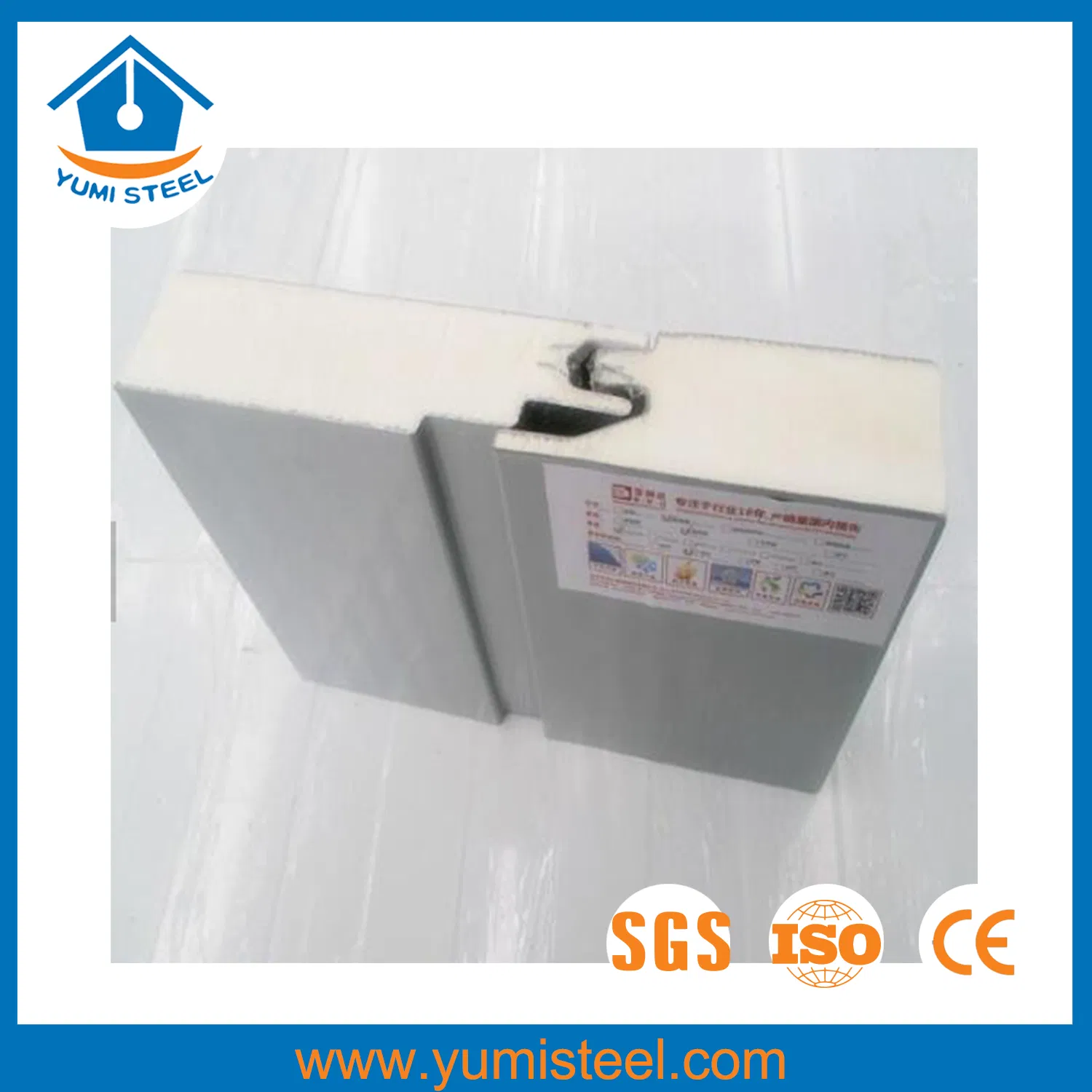 50mm Hidden Screw Joint PU Sandwich Wall Panel with Heat/Sound Insulation