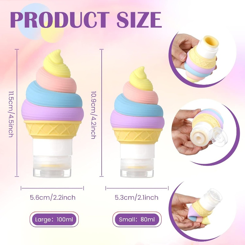 Ice Cream Shape Portable Leak Proof Squeeze Perfume Silicone Travel Bottle Wide