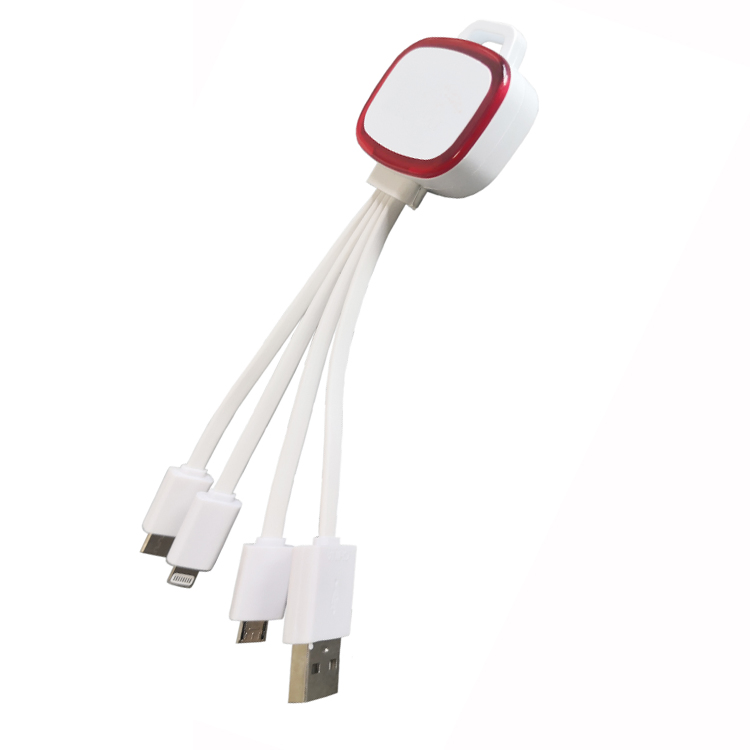 Amazon 4 in 1 LED Glow Flowing Charger USB LED Cable Micro USB Type C Charging All in One Cable Customized Logo