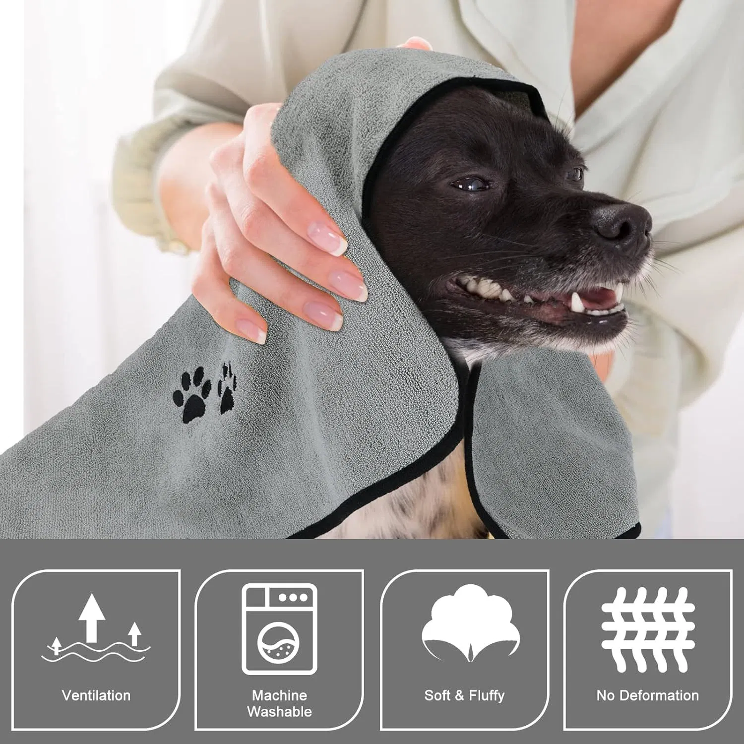 Super Soft 80% Polyester 20% Polyamide Microfiber Pet Dry Bath Towel Cleaning Cloth for Dog and Cat