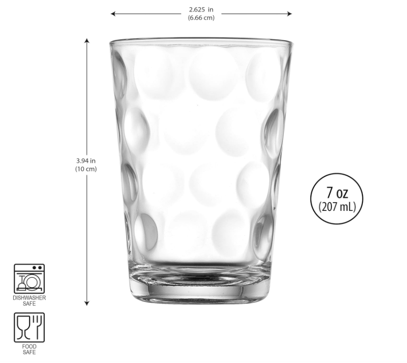 Juice Glasses Water Tumbler Glasses Cups 7 Oz Uses for Juice, Water, Cocktails, and More Beverages. Dishwasher Safe