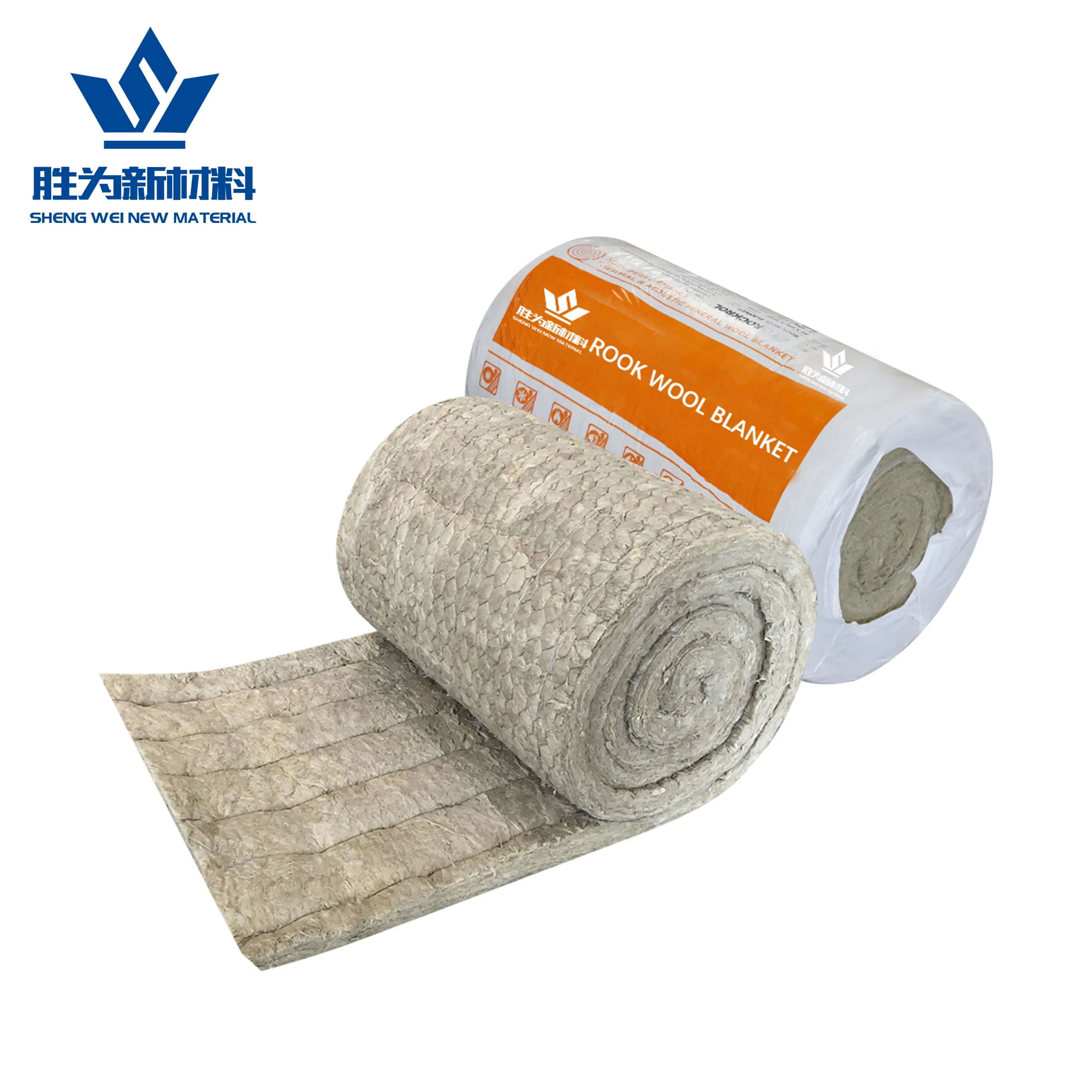 High Temperature Fireproof Basalt Stone Mineral Wool Rock Wool Blanket Roll Felt with Wire Mesh for Power Plant Insulation