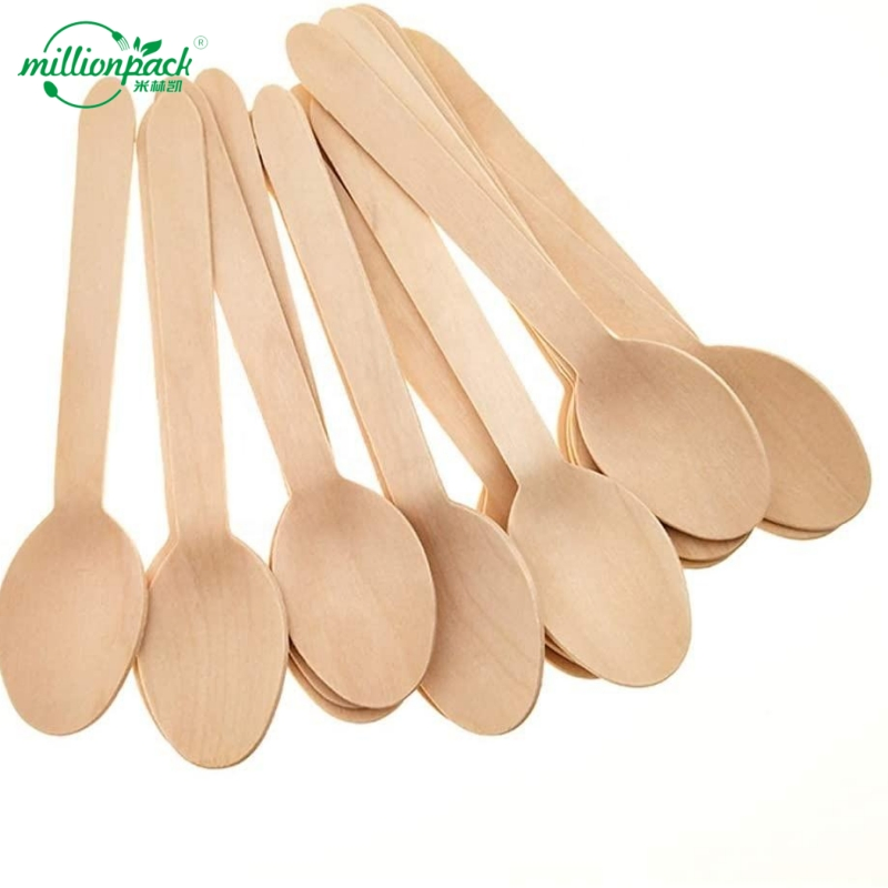 Biodegradable Wooden Spoon Natural Party Cutlery Eco Friendly Food Grade