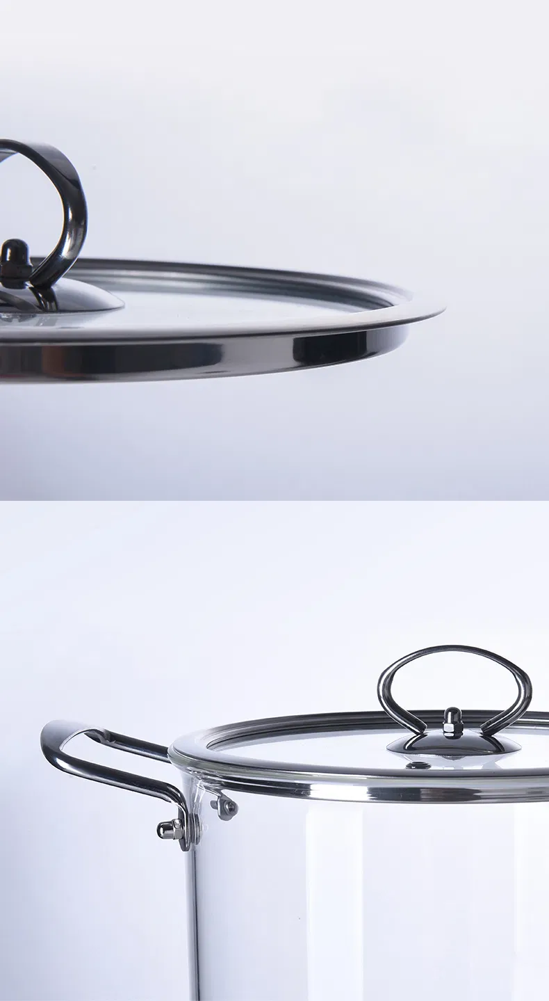 5 Liter Borosilicate Clear Glass Cooking Pot Cookware Set with Stainless Steel Handles