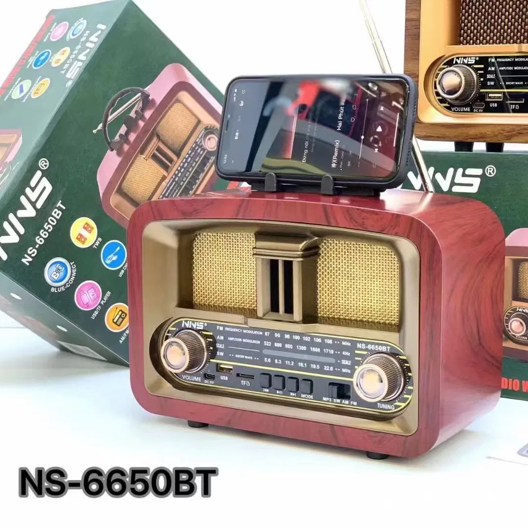 Ретро-радио NS-6650BT с Bluetooth, деревянный корпус