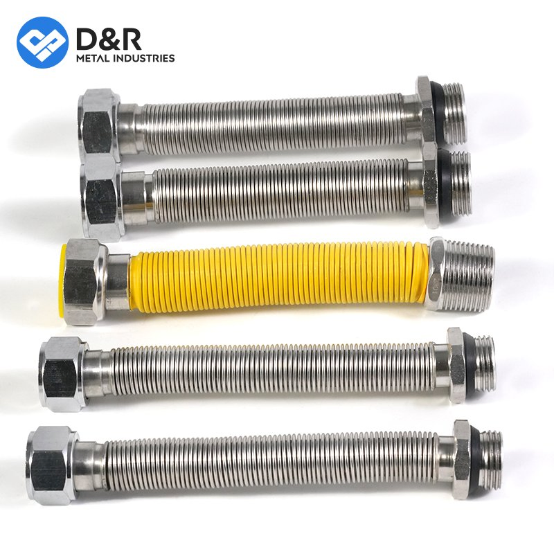 D&R Plumbing 1/2" DN20 1" Custom Lengths Flexible Metal Hose with Braided with Corrugated Type