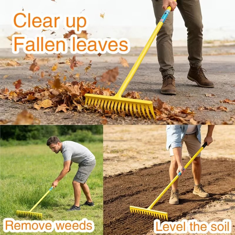 OEM Customizable Farming Tool Garden Grass Rake Leaf Lawn Rake