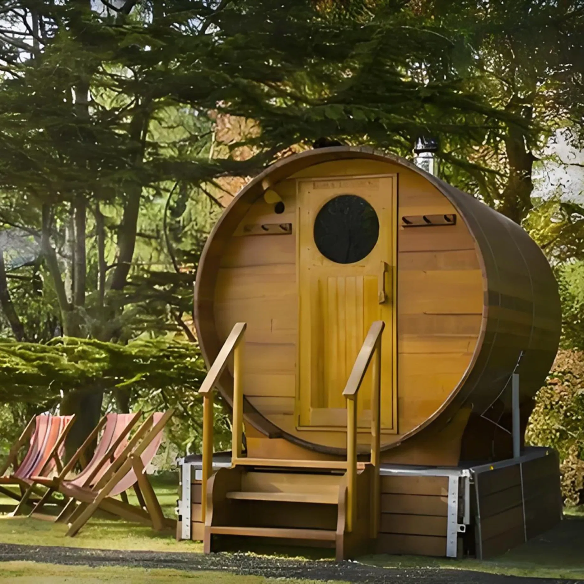 Бочка-сауна из красного кедра Boda с печью