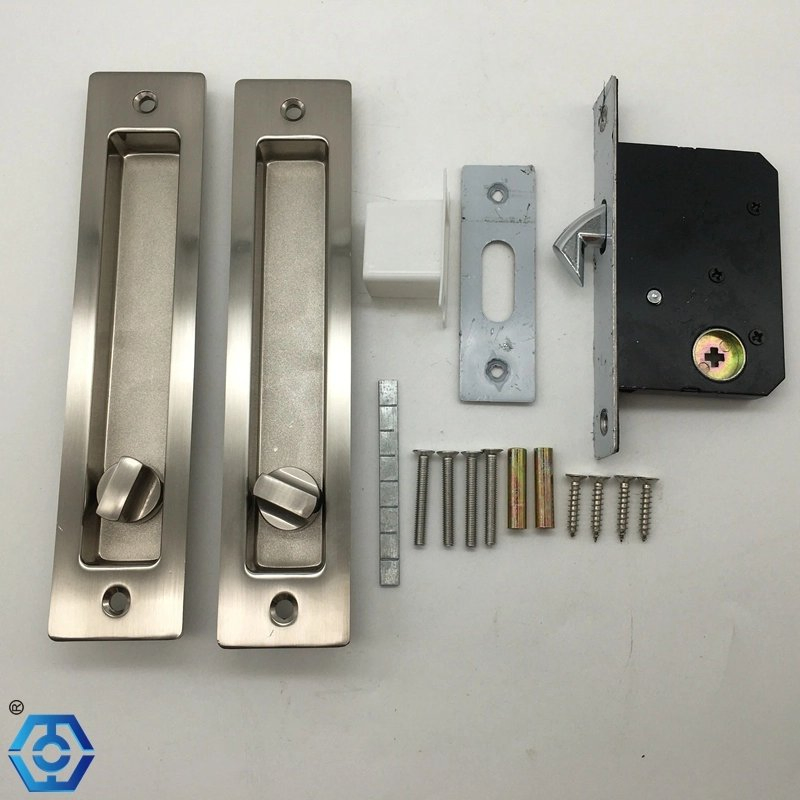 Brushed Silver Privacy Pocket Indoor Bathroom Balcony Hook Sliding Door Lock