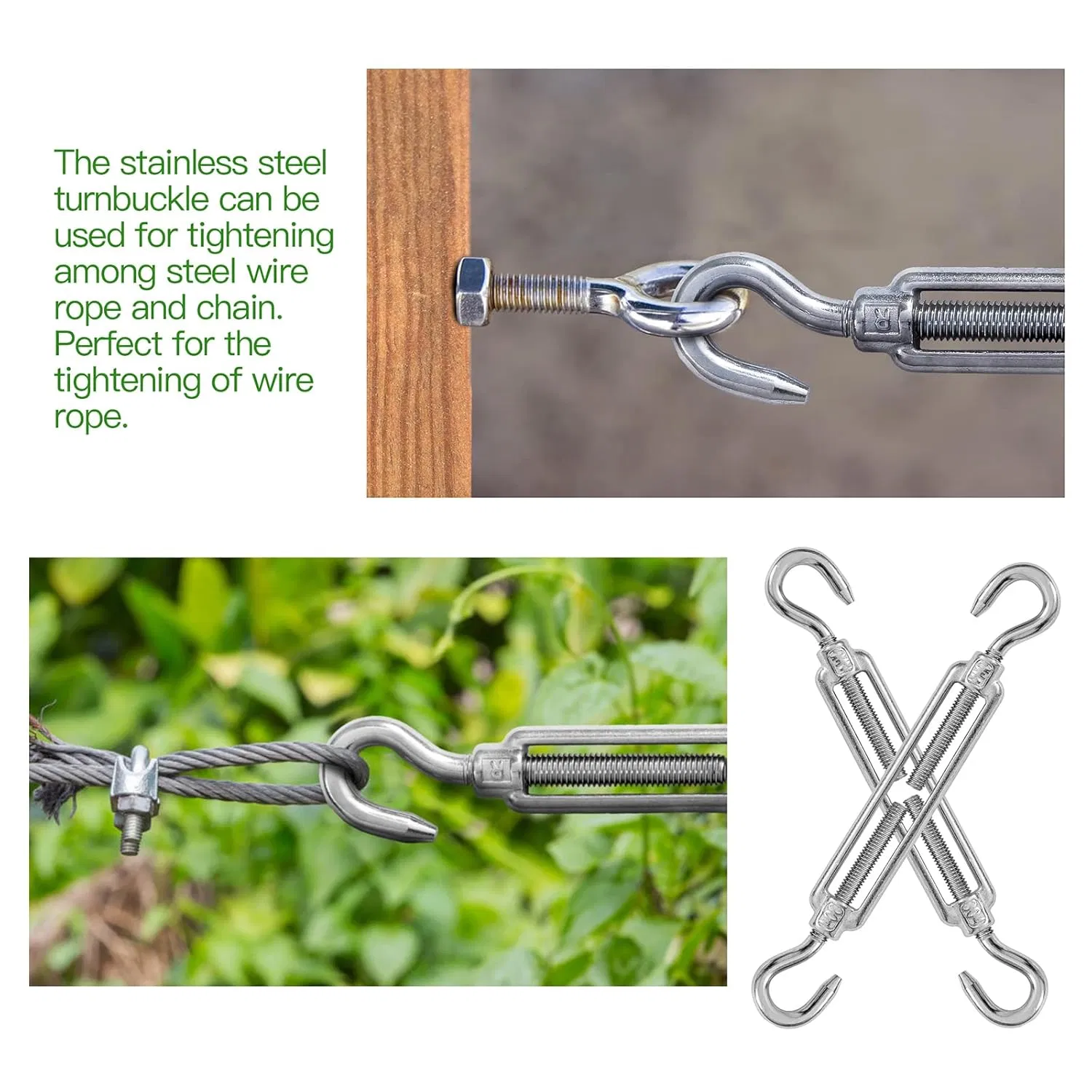 Factory Supply High Quality M6 Hook & Hook Turnbuckle 304 Stainless Steel Turnbuckle