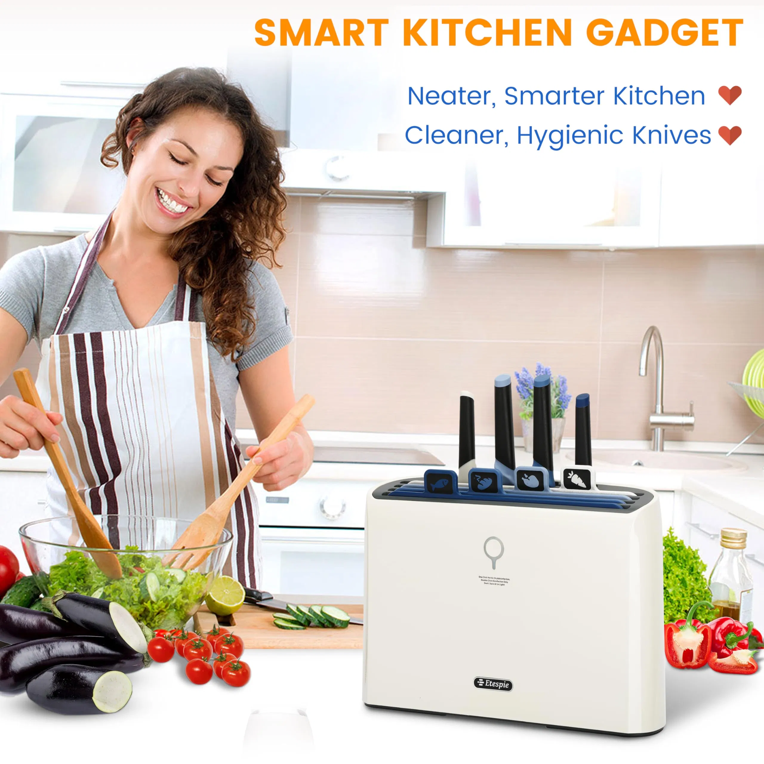 Self Cleaning Smart Cutting Board and Knife Set