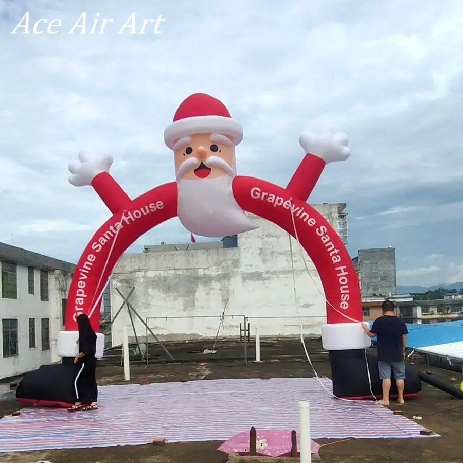 Outdoor Christmas Decoration Inflatable Christmas Archway with Santa Clause for Christmas Event Decoration