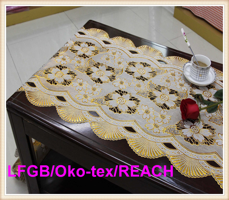 Vinyl Golden&Silver PVC Lace Runner/Table Doilies in Rolls