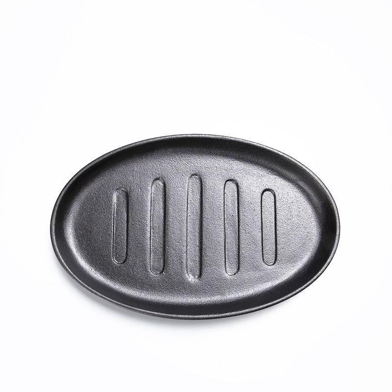 Чугунная сковорода фахита с деревянной подставкой