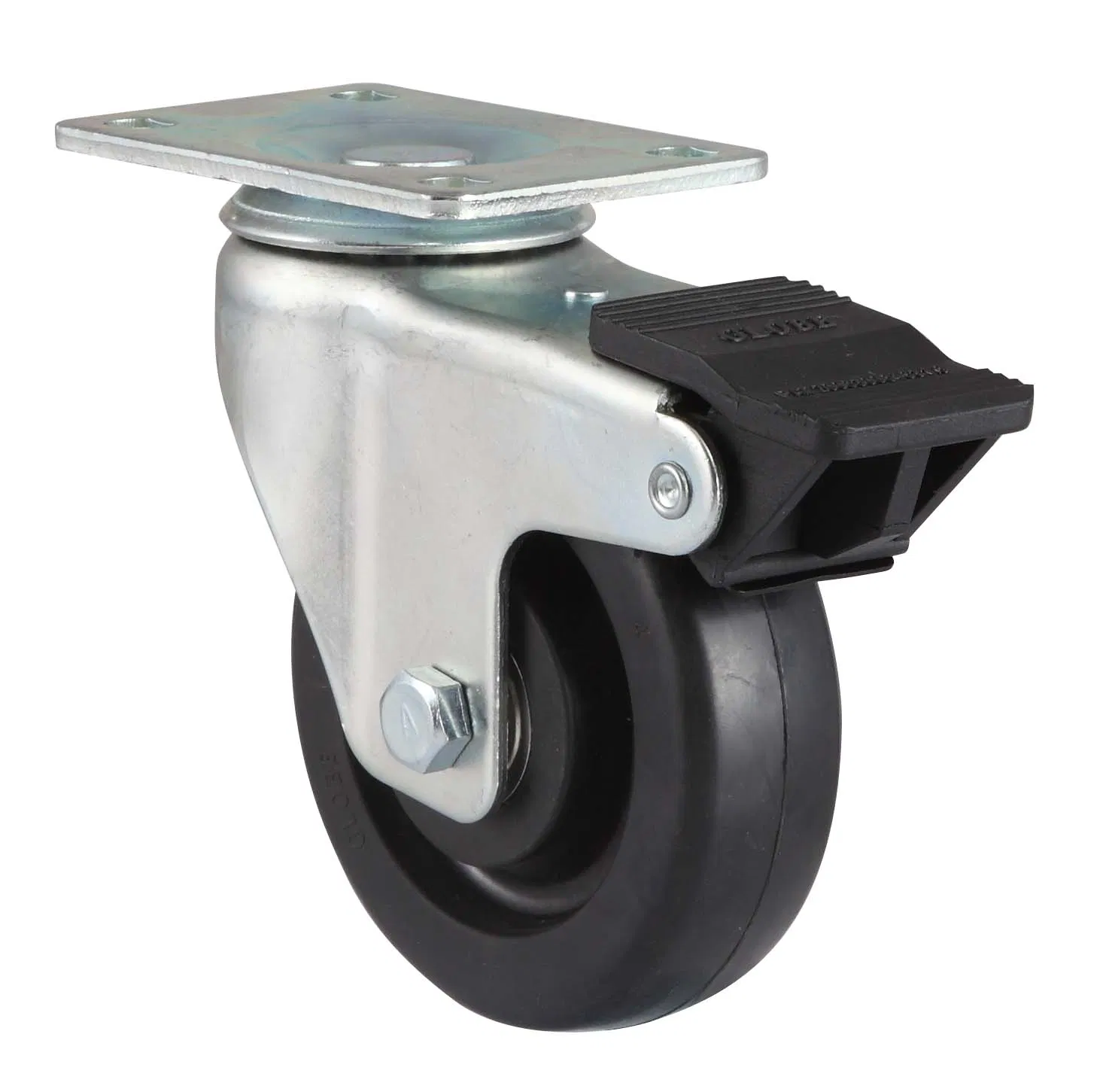 Rubber Threaded Stem Caster Wheel with Side Brake Screw Rod Castors Wheels