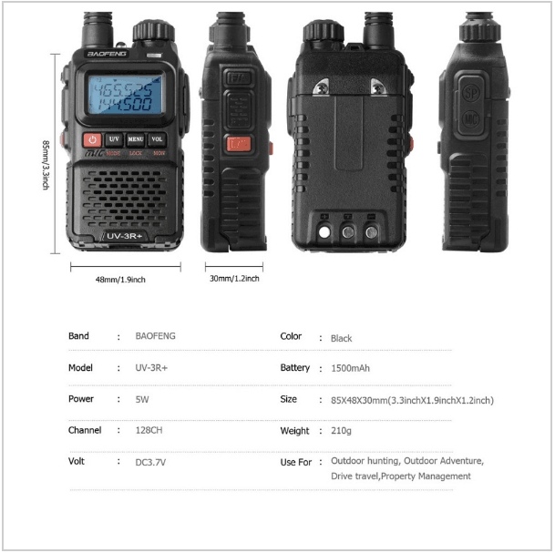 Радиостанция Baofeng BF-UV-3R Plus 5W