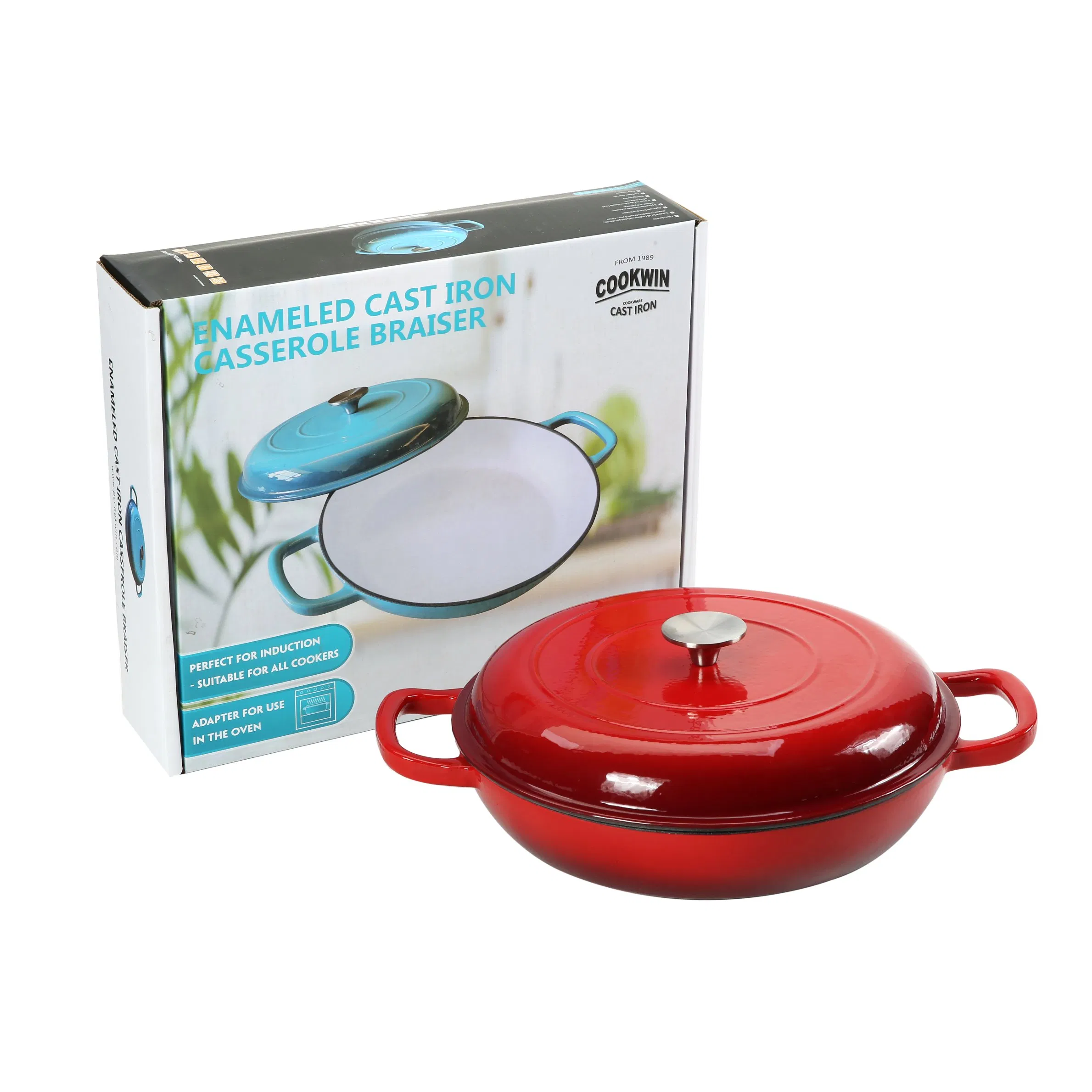 Чугунная эмалированная кастрюля 30 см Cookwin