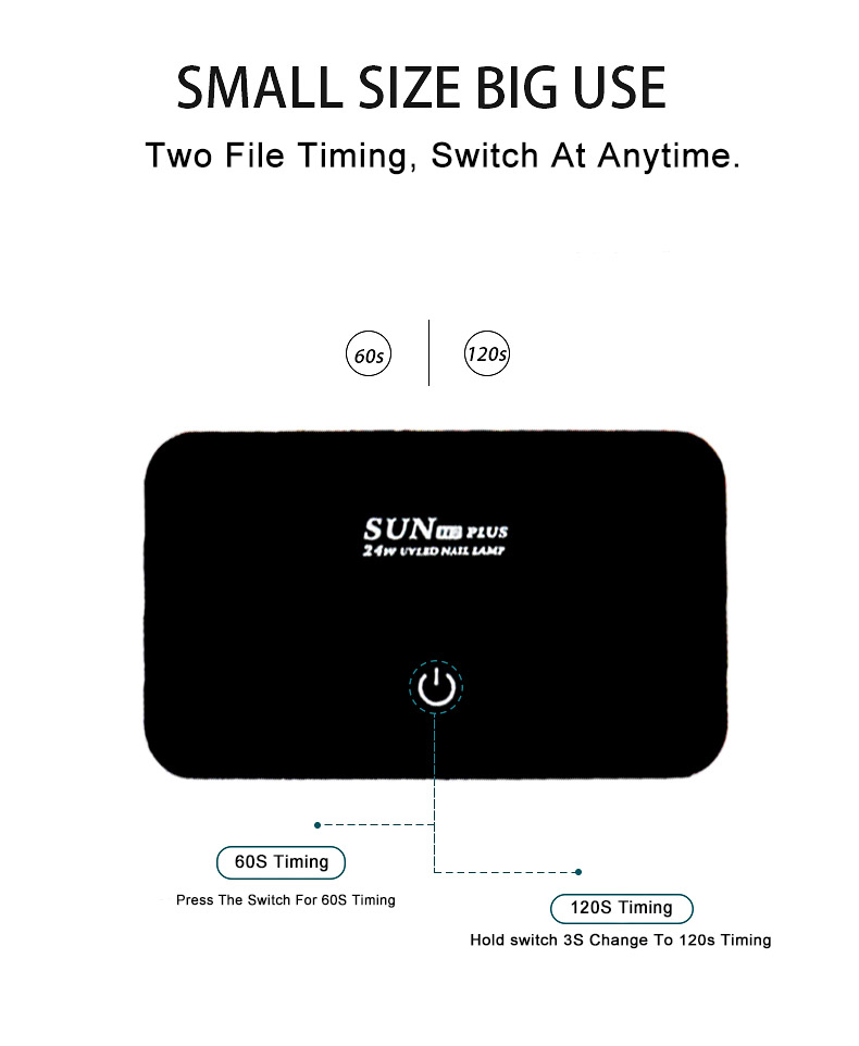 24W Uvled Sun Mini Nail Lamp Portable Gel Dryer Leduv Manicure Lamp