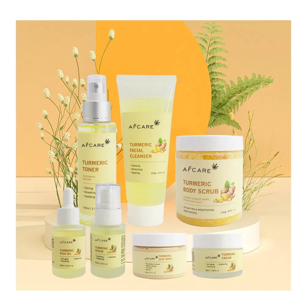 OEM Face Vegan Natural Skincare Kit Manufacturer Anti Acne Brightening Organic Turmeric Korean Skin Care Skincare Set