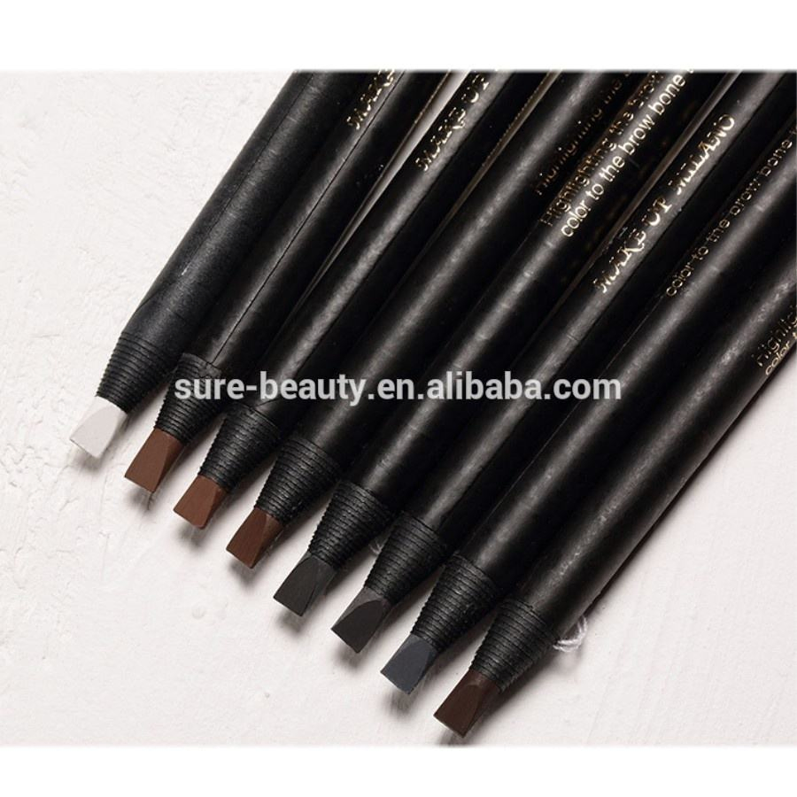 Permanent Makeup Paper Wrapped Hard Core Eyebrow Pencil with Brush Cover