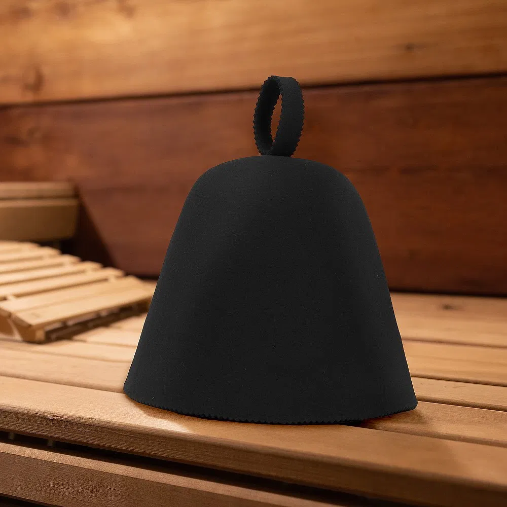 100% Local Wool Sauna Hat with Embroidered Sauna Heads Leisurely Shower Cap for Sauna Use