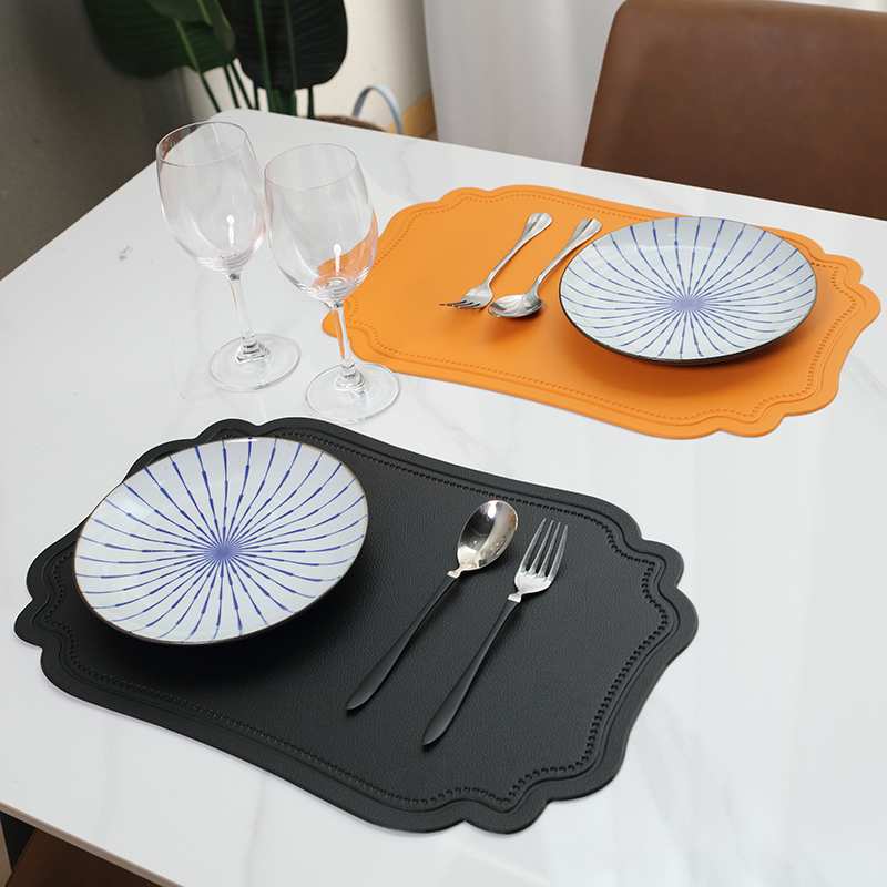 PVC Table Mats Classic Style Washable Placemat for Dining Table Home Kitchen Decor Leather Faux
