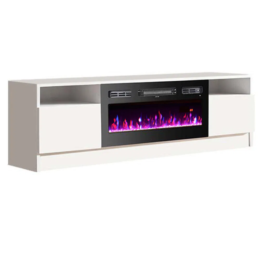 36" White Decorative Wall Mounted Recessed LED Decor Flame 3D Electric Fireplace