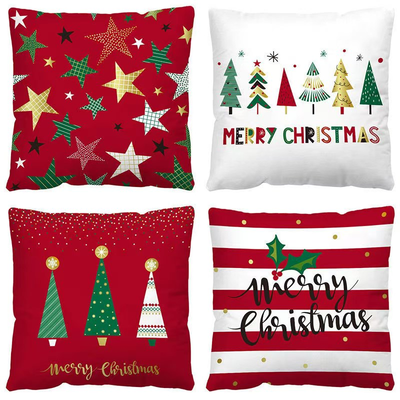 Christmas Tree Deer Snow Decoration Pillowcase Cover Home Sofa Bedroom Cushion Cover