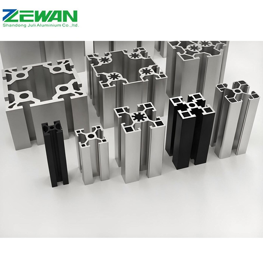 Aluminium Alloy Sliver Industrial Extrusion LED Alu Frame Extruded Square Aluminum Construction T V Slot Shape Profile Price for Assembly Line