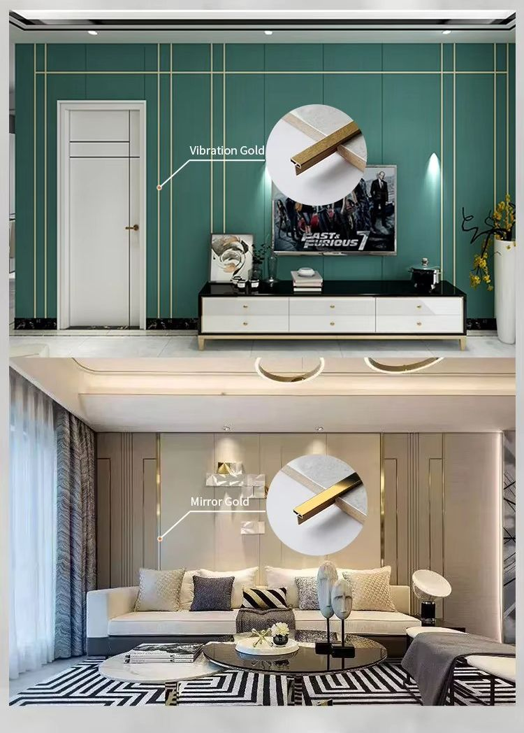 India 201 304 T Patti Wall Transitions Stainless Steel T-Shaped Edge Trim Strip for Skirting Line