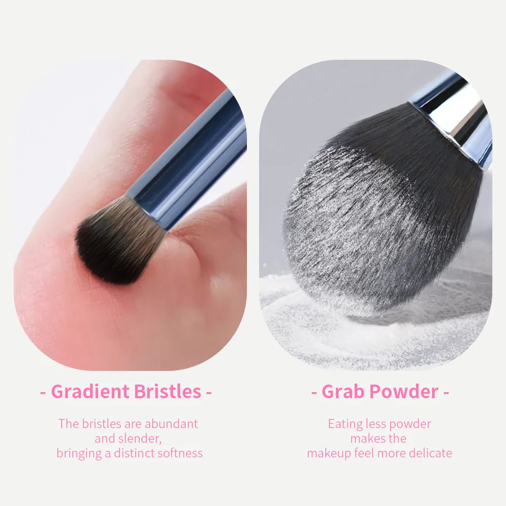 Professional Wholesale 9PCS Plastic Handle Cosmetic Powder Face Makeup Brush Set for Eye Shadow