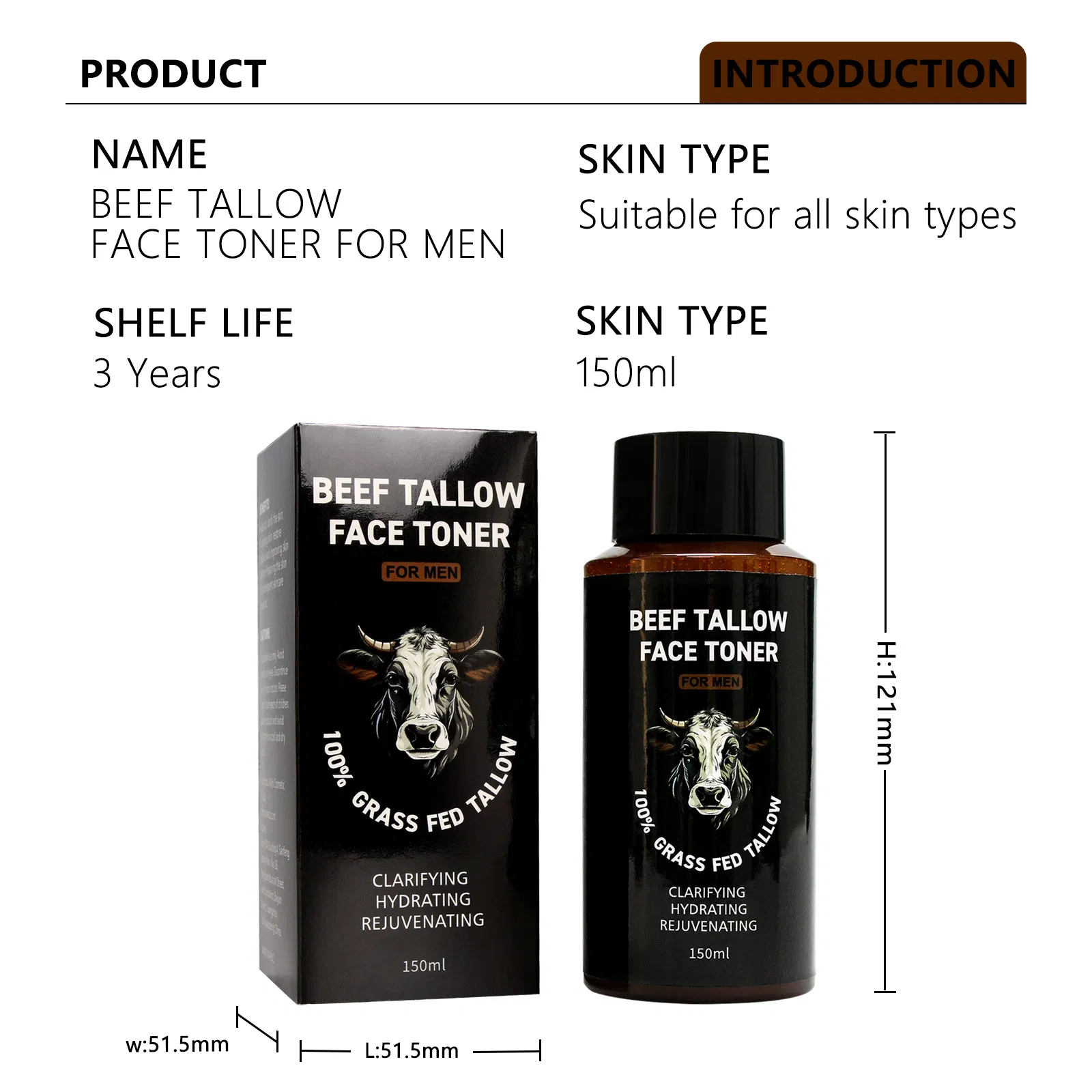 Beauty Cosmetics Specially Developed Men's Skin Care Anti-Aging Beef Tallow Toner Men