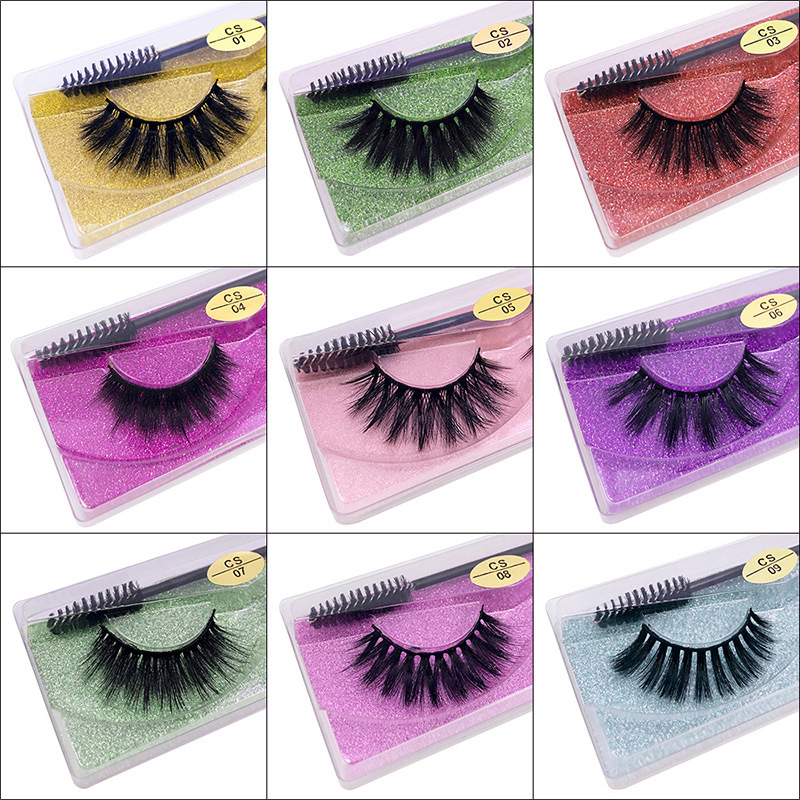 Wholesale Faux Mink 3D False Eyelashes with Glitter Background