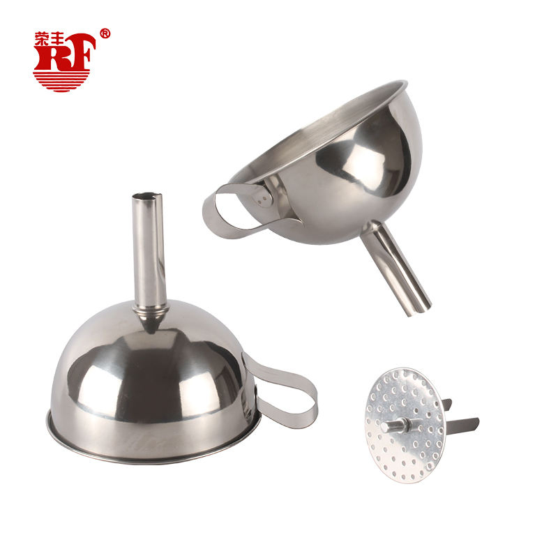Hot Sale Stainless Steelfunnel Added Thick Essential Oil Bottles Belt Funnel with Filter Wine Flask Funnel for Home Kitchen