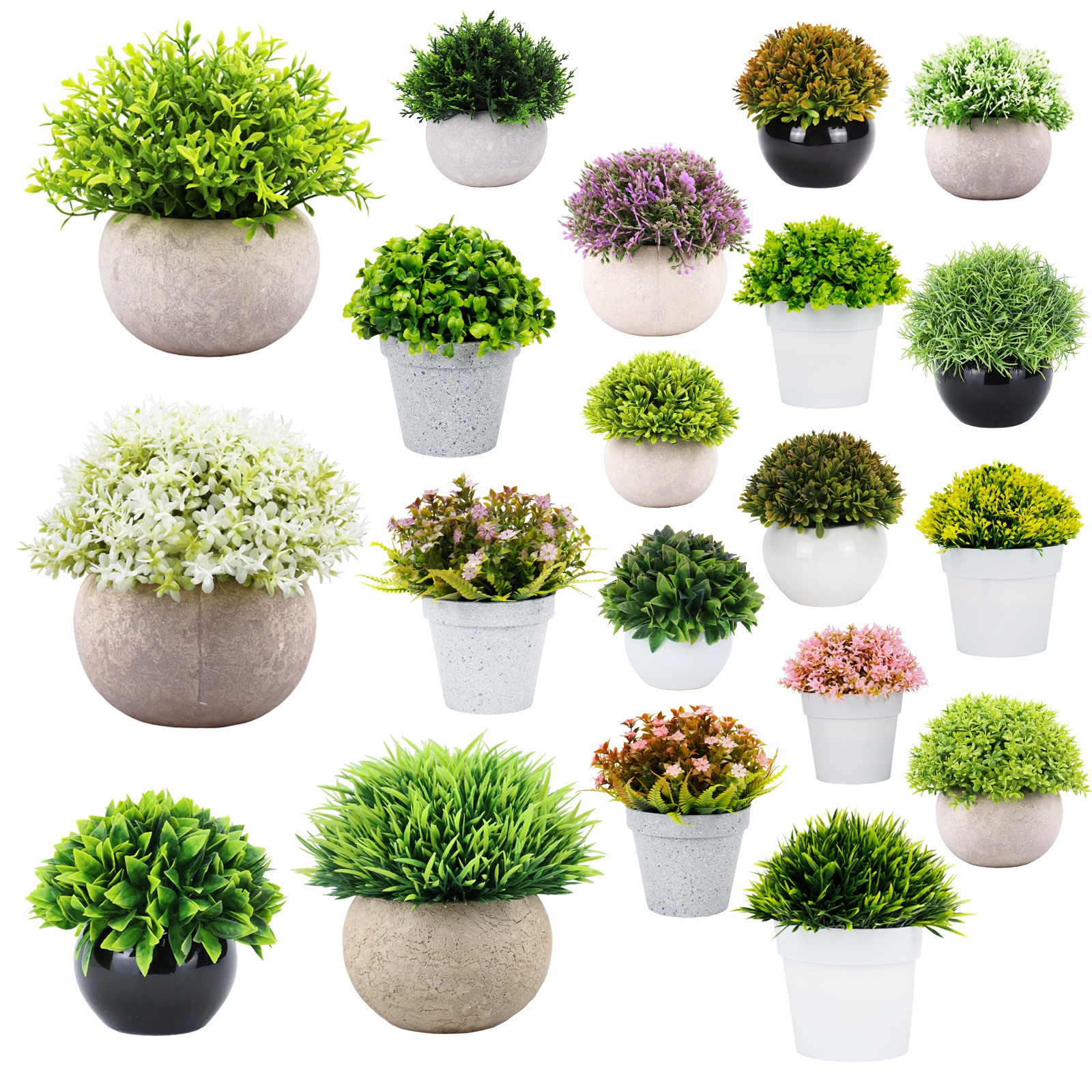 Бонсай искусственный зеленый в горшке