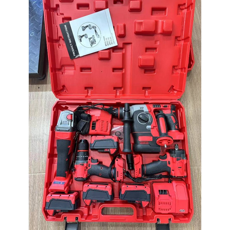 Cisivis 4-in-1 Electric Brushless Cordless Drill Wrench Power Tool Set with 4 Batteries & Charger for Professional and DIY Use