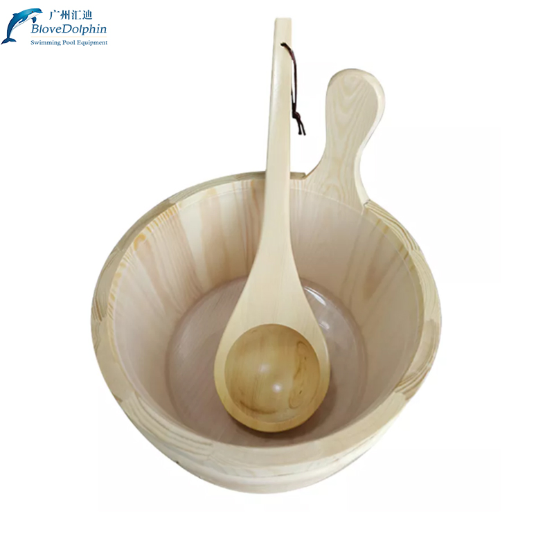 Wholesale Including Steam Sauna Wood Materials Bucket Ladle Hourglass Wooden Sauna Bucket and Spoon