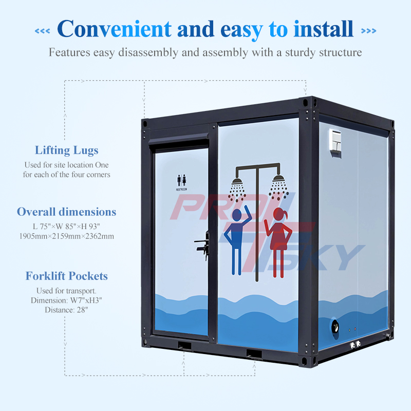 Mobile Prefab Bathroom Pod with Toilet Shower Outdoor Portable Sanitary Unit