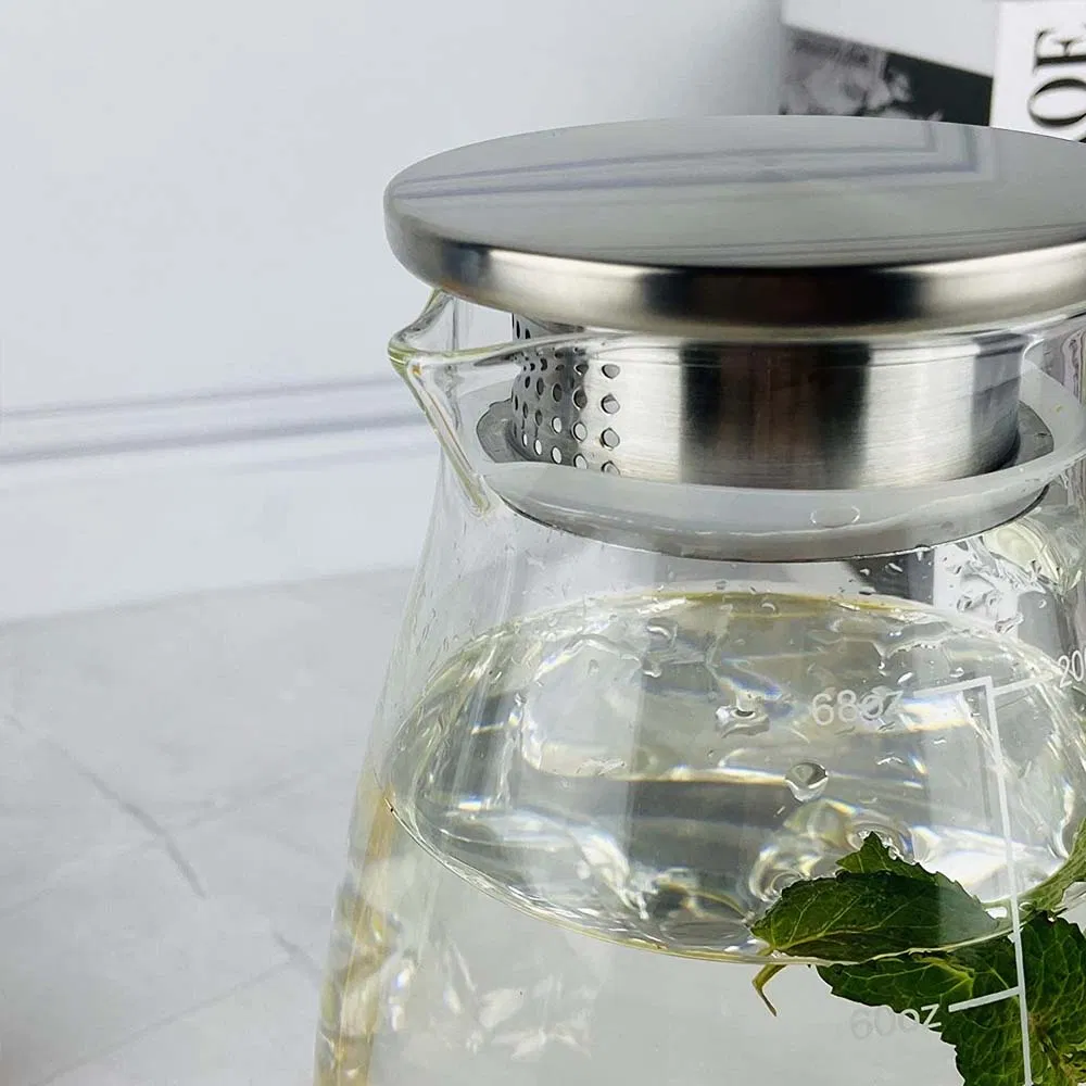 68oz Glass Pitcher with Stainless Steel Silicone Flip-Top Lid