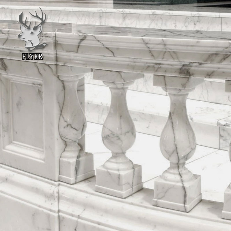 Building Home Decoration Staircase Polished Marble Stone Railway Handrails Baluster Balcony White Marble Balustrade