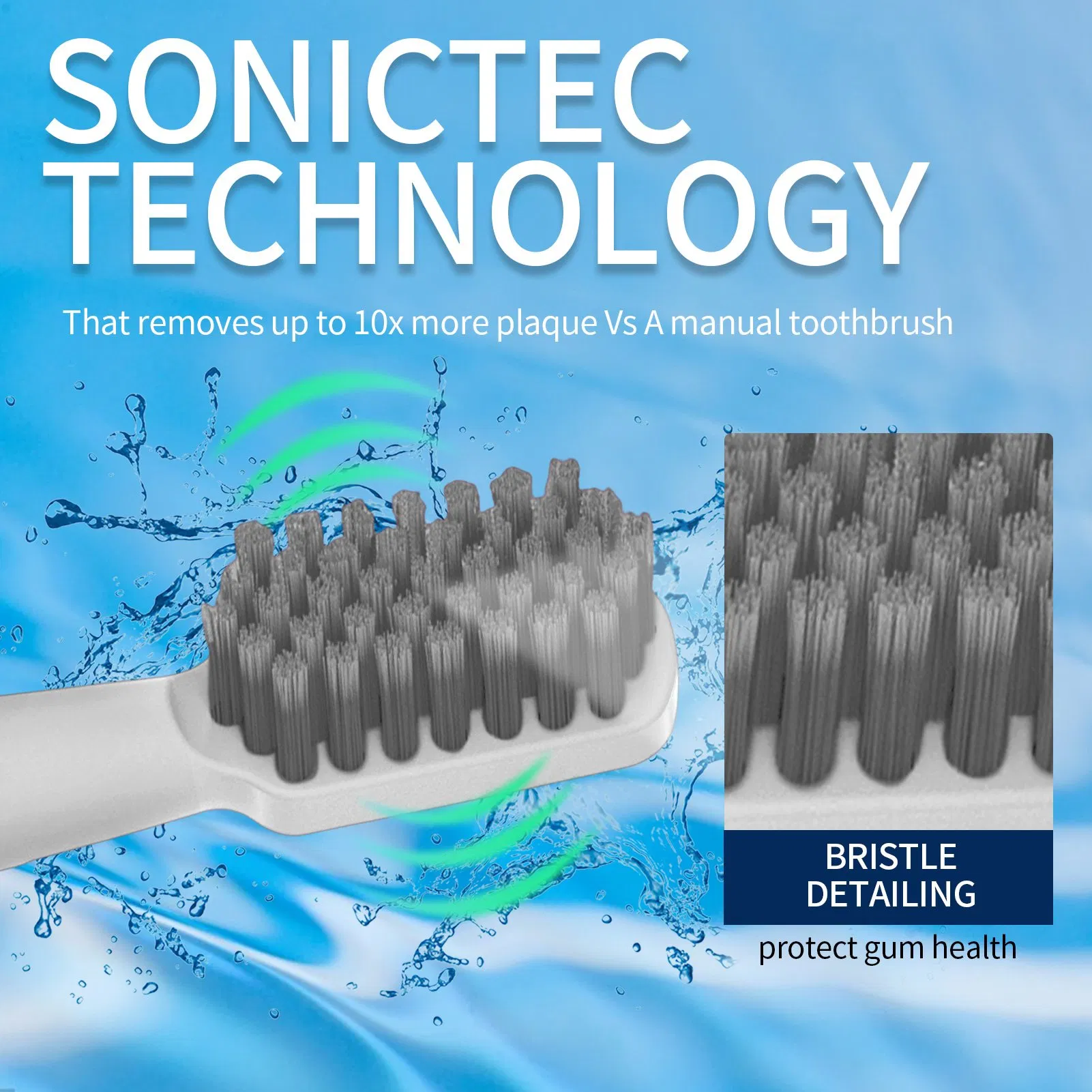 White Household Vibrating Soft Automatic Ultrasonic Electric Toothbrush for Adult