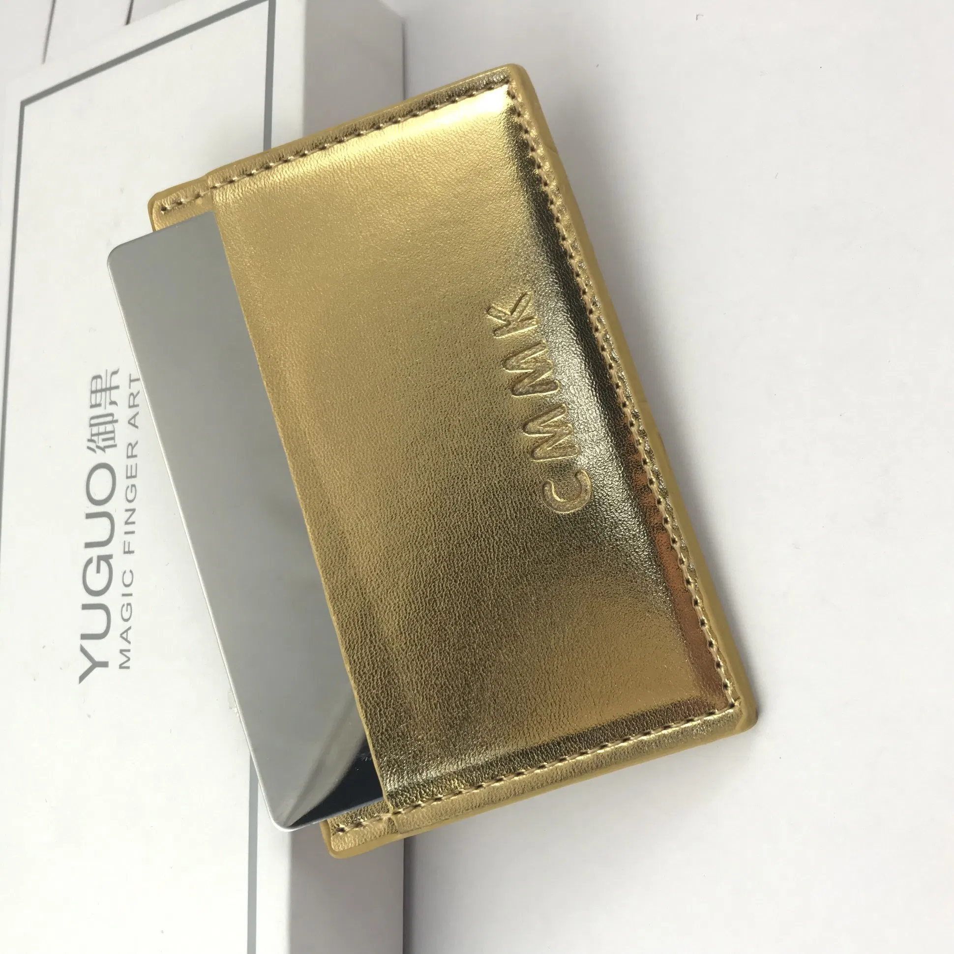 PU Leather Case Stainless Steel Lens Makeup Mirror