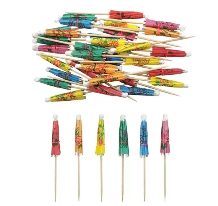 Hawaii-Style Dessert Cocktail Decoration Toothpicks, Disposable Bamboo Flower-Shaped Toothpick Bar Accessories