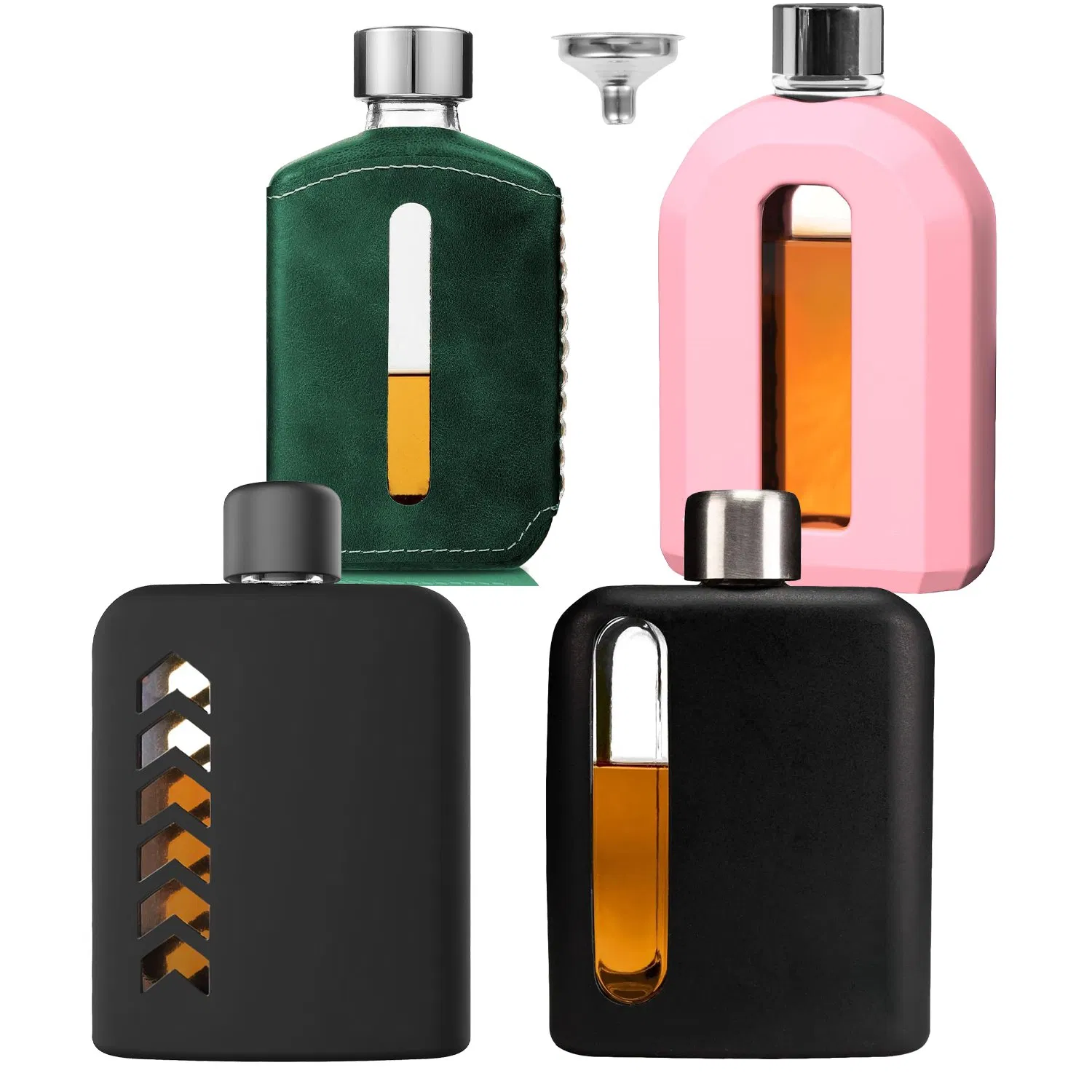 One-Stop Service Metal Plastic Leakproof Lids Portable Glass Hip Flask