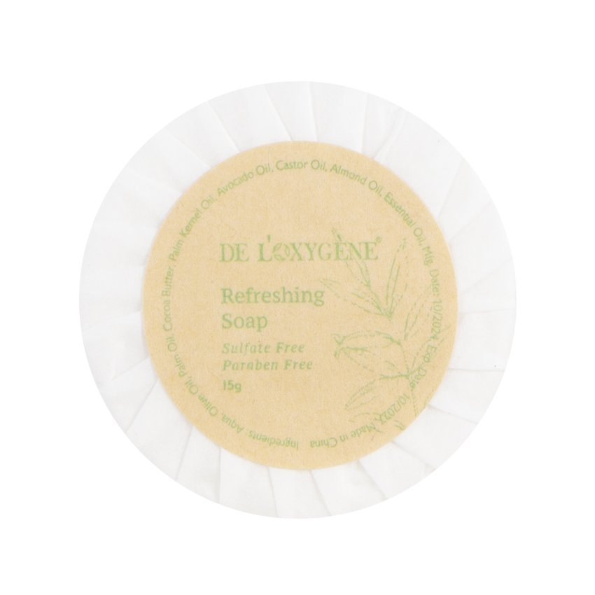 Round Soap with Pleated Kraft Paper Wrapper for Hotel Toilet Room Using